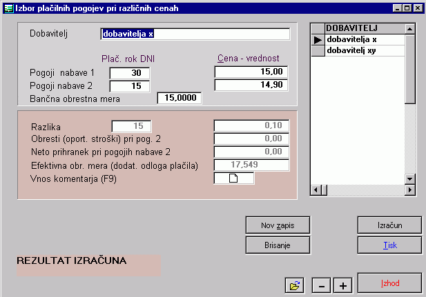 Poslovna programska oprema Cena kapitala 7.0