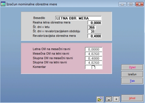 Primer izračuna letne obrestne mere iz mesečne obrestne mere