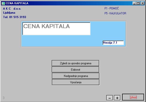 Poslovna programska oprema Cena kapitala 7.0